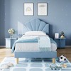 Blue Twin Platform Bed Frame, Blue Twin Upholstered Bed Frame with Height Adjustable Headboard - 3 of 4