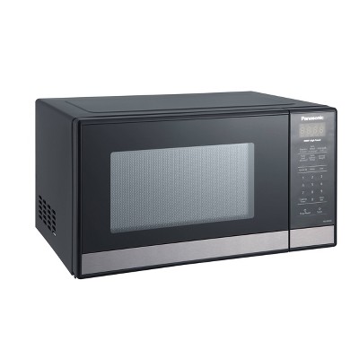 Compact Black Stainless Steel Countertop Microwave Oven, 0.9 cu ft