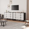 Jojoka Black and White Wooden 6 Drawer Dresser with Vintage Pattern Design, Modern Chest Dresser with Deep Drawers for Bedroom, Living Room, Entryway - 3 of 4