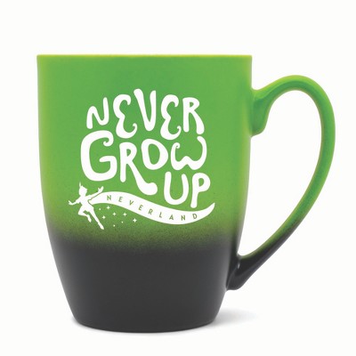 Elanze Designs Never Grow Up Neverland Two Toned Ombre Matte 10 ounce New Bone China Coffee Tea Cup Mug, Green and Black
