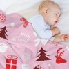 FIONECA Christmas Blanket with Reindeer Snowman Candy Cane Gift and Christmas Stocking Pattern Pink Background 50x60 inches - 4 of 4