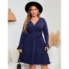 Plus Size Women's Flowy Maxi Dress - V-Neck Ruffled Tiered Dress with Bell Sleeves and Waist Tie - 2 of 4