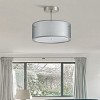 Modern Semi Flush Mount Ceiling Light with Brushed Nickel Base and Drum Fabric Shade for Bedroom - 3 of 4