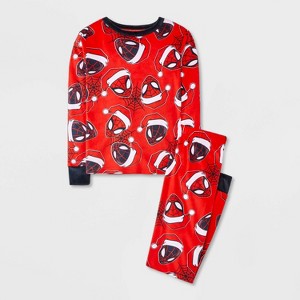 Boys' 2pc Marvel Spider-Man Christmas Snuggly Soft Pajama Set - Red - 1 of 4