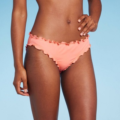 Women's Low-rise Ruffle Cheeky Bikini Bottom - Shade & Shore™ Pink