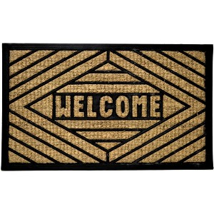 HomeRoots 18" X 30" Brown and Black Rubber Welcome Outdoor Door Mat - 1 of 4