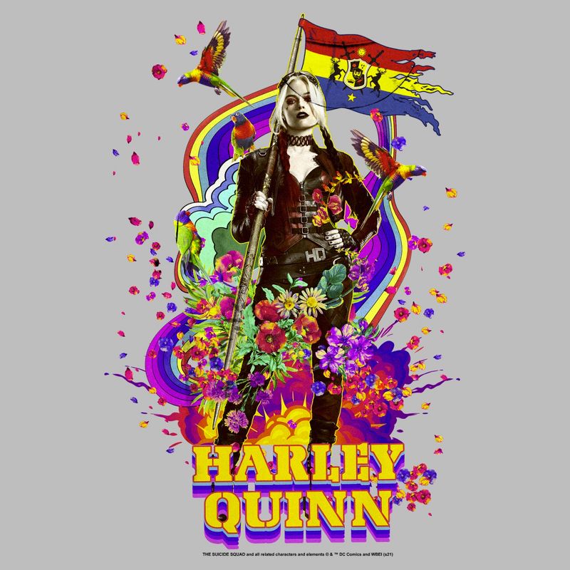 Juniors Womens The Suicide Squad Harley Quinn Color Splash T-Shirt, 2 of 5