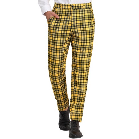 Lars Amadeus Men's Dress Plaid Slim Fit Flat Front Business Pants