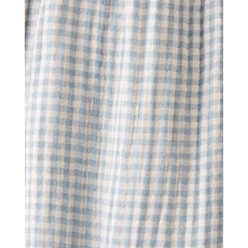 little Planet By Carter's Baby Creek Gingham Gauze Jumpsuit - Blue, 4 of 7