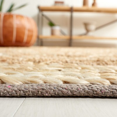 Natural Brown Geometric Handwoven Jute Area Rug 2' x 3'