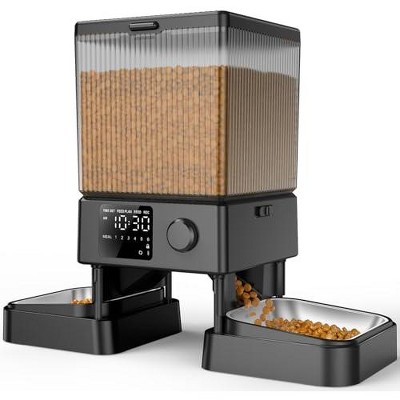 Oneisall PFD-002 Automatic Cat Feeder - 5L, Timed Dispenser for 2 Cats, Dual Bowls, Pet Dry Food Dispenser