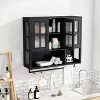 MOEPISY Bathroom Wall Cabinet, 3-Door Wooden Wall Cabinet with Open and Hidden Storage Space, Black - 3 of 4