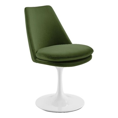 Modway Lippa Velvet Swivel Dining Side Chair in White Moss Green  360° Rotating Office Chair