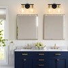 POWLIG 13.4-in 2-Light Black and Gold Modern Dimmable Bathroom Transitional Vanity Light with Transparent Glass Shade - 4 of 4
