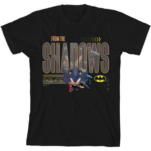 DC x Sonic the Hedgehog From The Shadows Shadow X Batman Yellow Outline Youth Crew Neck Short Sleeve T-Shirt - 1 of 2