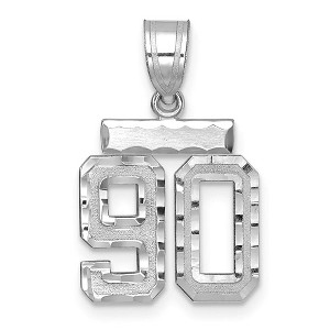 Black Bow Jewelry 14k White Gold, Varsity Collection, Small D/C Pendant, Number 90 - 1 of 3