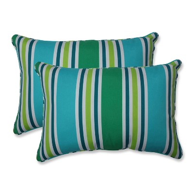 Pillow Perfect 2pc Oversize Aruba Stripe Rectangular Throw Pillows Turquoise/Green
