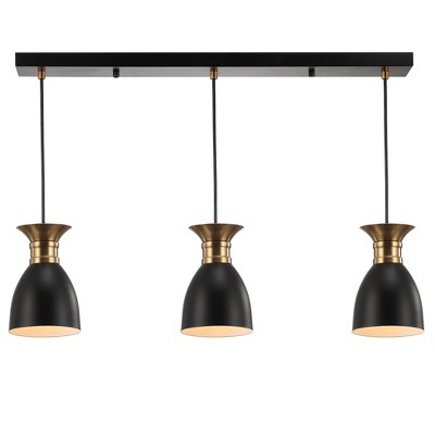 33.25" Metal Edison Linear Pendant (Includes Energy Efficient Light Bulb) Black - JONATHAN Y