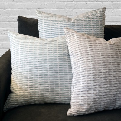 Atlantic Blue and White Cotton Euro Pillow Covers Set