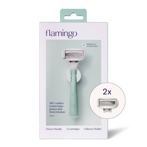Flamingo 5-blade Women's Razor - 1 Razor Handle + 2 Razor Blade Refills