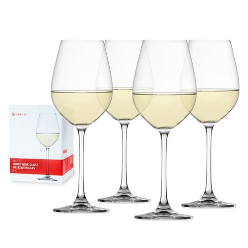 Set of 4 White Pearl Wine Glasses, 14oz