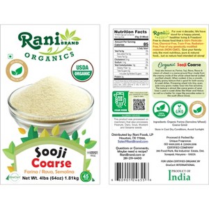 Sooji Coarse (Farina, Suji, Rava, Rawa, Wheat Semolina) Flour - 64oz (4lbs) 1.81kg - Rani Brand Authentic Indian Products - 1 of 1