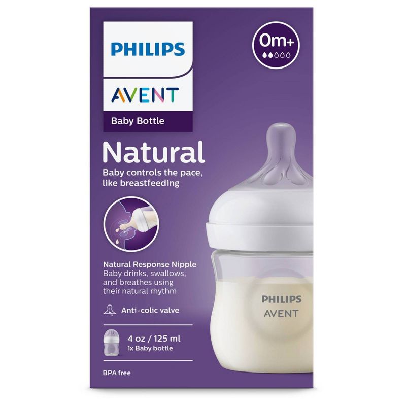 Philips Avent Natural Baby Bottle with Natural Response Nipple - Clear - 4oz, 3 of 12