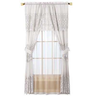 Collections Etc Sheer Lace Curtain and Valance Set