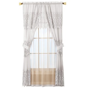 Collections Etc Sheer Lace Curtain and Valance Set - 1 of 2