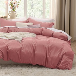 Duvet Cover Set 3pcs Prewashed Fabric Queen Size Bright White - Bedsure - 1 of 4