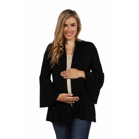 24seven Comfort Apparel Bell Sleeve Flared Open Front Maternity ...