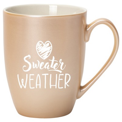 Elanze Designs Sweater Weather Pearlescent Sand 10 ounce New Bone China Coffee Cup Mug