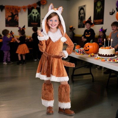 Joyfy Halloween Fox Costume for Girls, Kids Fox Costume Child for Halloween Dress Up, Jungle-themed Party