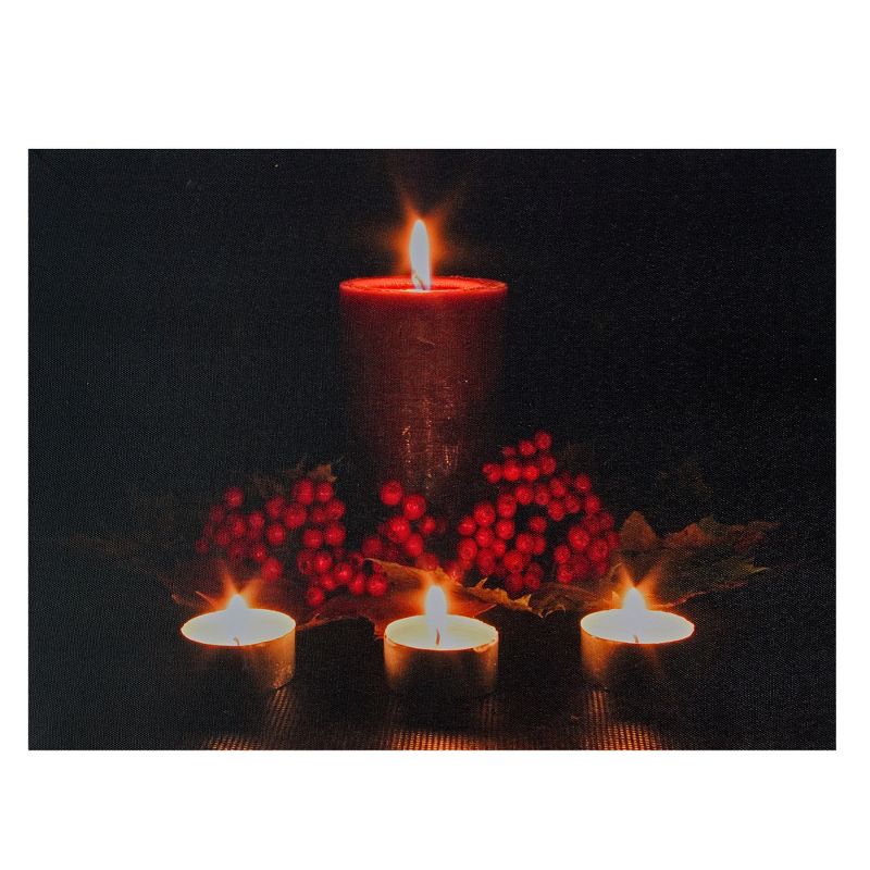 Northlight Red and Green LED Lighted Candles Christmas Canvas Wall Art 12" x 15.75", 1 of 4