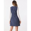 Allegra K Women's Tweed Sleeveless Square Neck Button Up A-Line Pinafore Overall Dress - 3 of 4