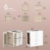 6-Layer Jewelry Organizer with Glass Lids, 5 Drawers & 2 Glass Doors, Large Display Storage Box for Women, White - 4 of 4