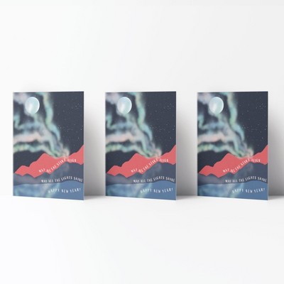 New Year Greeting Card Pack (3ct) "Northern Lights New Year" by Ramus & Co