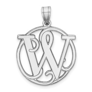 Black Bow Jewelry Rhodium Plated Sterling Silver Fancy Script Initial A-Z Pendant, 20mm - 1 of 4