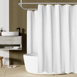 Cotton Blend Soft Waffle Weave Shower Curtain - 1 of 4