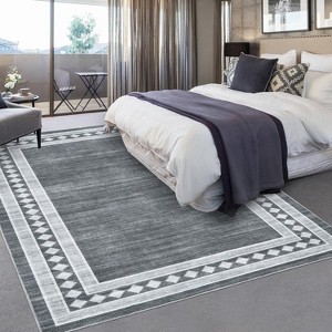 Acekool 10x13 Washable Rug - Non-Slip Geometric Carpet for Living Room & Bedroom - 1 of 4