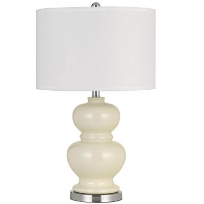 Cal Lighting Bergamo Ceramic Table Lamp With Hardback White Fabric Shade (Sold And Priced As Pairs)