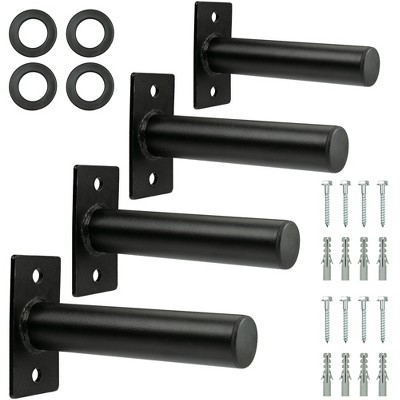Wall Mount Weight Plate Holder (4 Pack) -Heavy Duty 300LBS Capacity Steel Rack for 2" Barbell Plates with Protective Rubber Pads & Angled Loading Pin