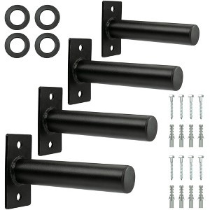 Wall Mount Weight Plate Holder (4 Pack) -Heavy Duty 300LBS Capacity Steel Rack for 2" Barbell Plates with Protective Rubber Pads & Angled Loading Pin - 1 of 4