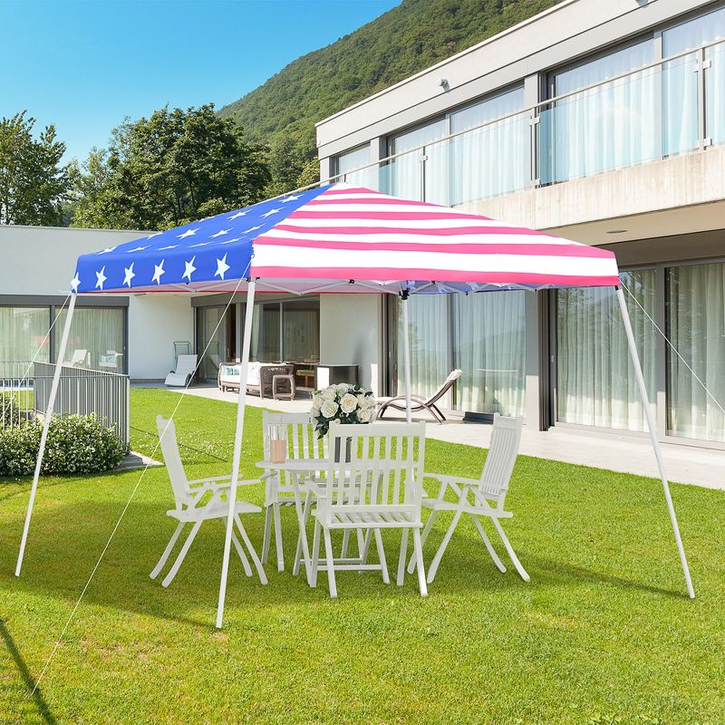 Outsunny 10' x 10' Pop Up Canopy Event Tent with American Flag Roof, Slanted Legs, Easy Height Adjustable for Wedding Party for Patio Backyard Garden, 2 of 9