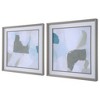 Uttermost Mist Shapes Framed Wall Art Set of 2 – 25.375" Square Modern Blue & Gray Abstracts with Glass Cover - 3 of 4