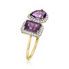 Ross-Simons 1.20 ct. t.w. Amethyst Toi Et Moi Ring With .21 ct. t.w. Diamonds in 14kt Yellow Gold - 3 of 4