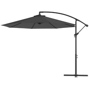 Aghana Digitals 10' Gray Cantilever Patio Umbrella - UV/Water-Resistant, 360° Tilt, Crank Lift, - 1 of 4