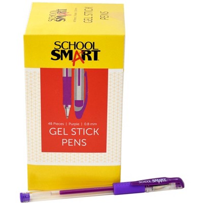 School Smart Gel Stick Pens, 0.7 mm, Purple, pk of 48