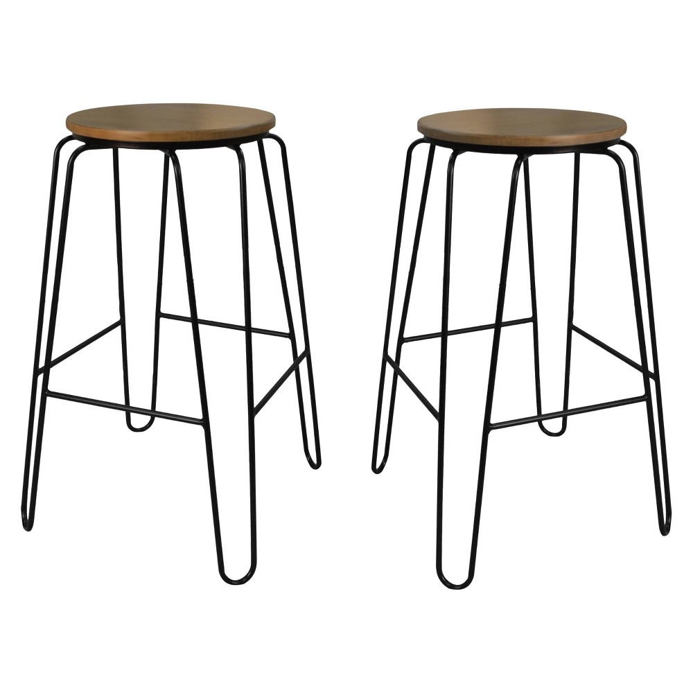 Photos - Chair Carolina Living Set of 2 29" Winston Barstools Maple/Black