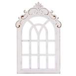 LuxenHome Distressed White Wood Vintage Arched Window Wall Home Decor
